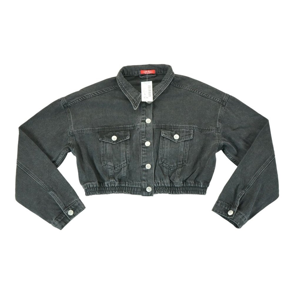 HH Jeans Los‎ Angeles Mon Denim Cropped Jacket Washed Black Size Large